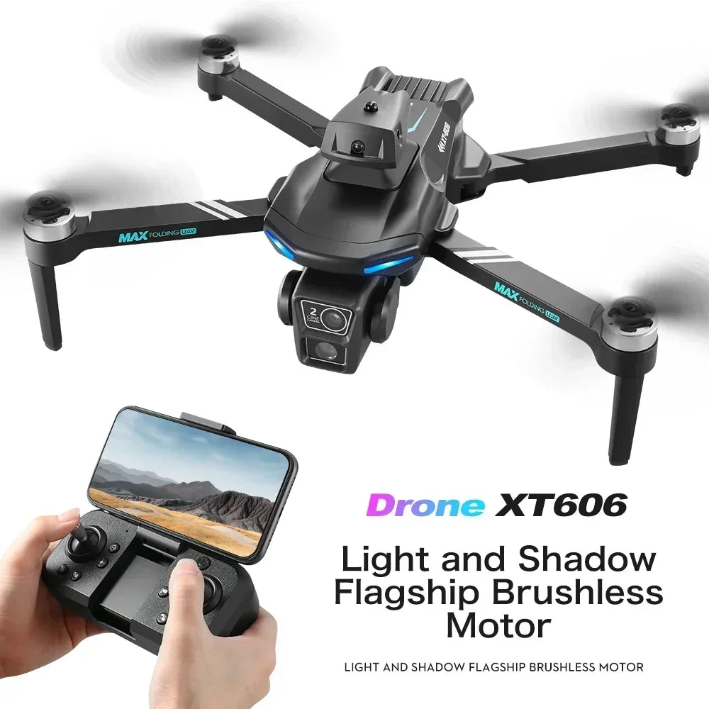 drone 2024 New XT-606 Max Drone 6k HD Dual Camera FPV드론 Professional 2.4G Dual Servo Optical Flow Brushless Folding Aerial Dron Toy