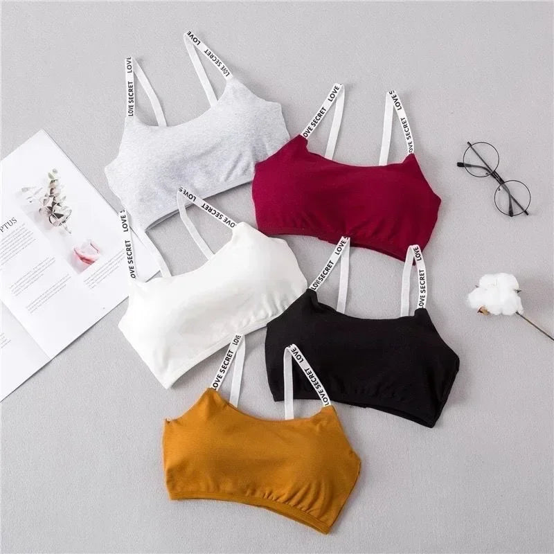 Women Active Bra Casual Top Letters Print Strap Cotton Top Fitness Gym Jogging Sleep Bra Girl Wire Free Bandeau Paded Bra Tops