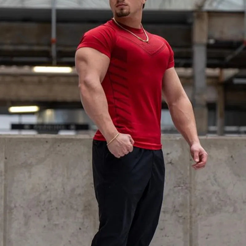 Gym T Shirt Men Quick Dry Running Shirt Compression Fitness Shirt Male Gym Workout tights Short Sleeve Summer Sports T-shirt Men