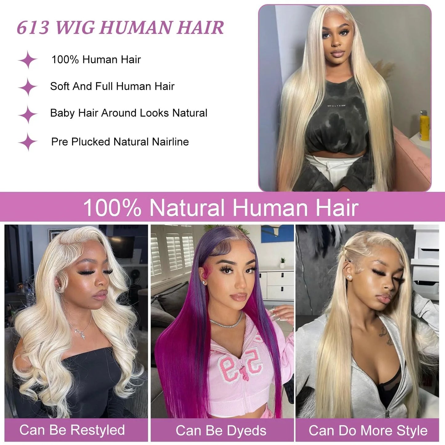 613 hd Lace Frontal Wig Blonde 13x6 Straight Lace Front Wigs Human Hair 13x4 Lace Front Wig Pre Plucked Brazilian Human Hair Wig