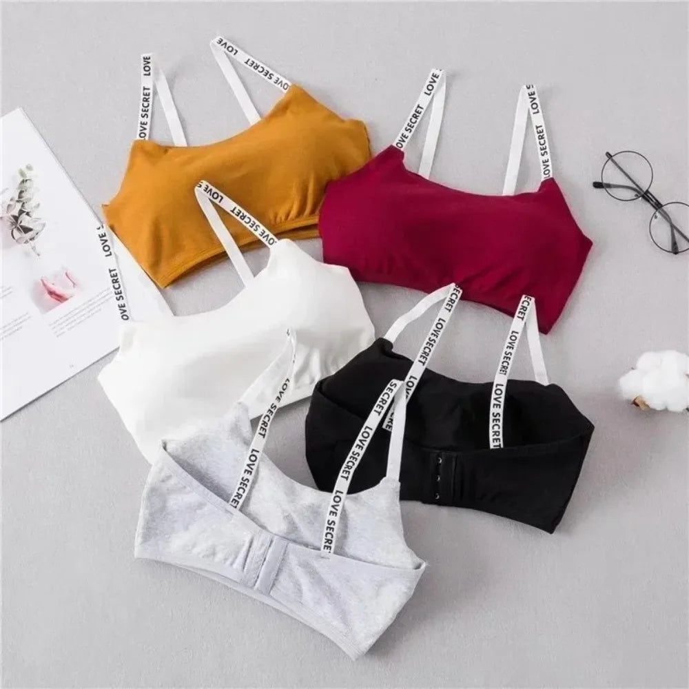 ropa fitness Women Bra Casual Top Letters Print Strap Cotton Top Fitness Gym Jogging Sleep Bra Girl Wire Bandeau Paded Bra Tops Ropa De Mujer