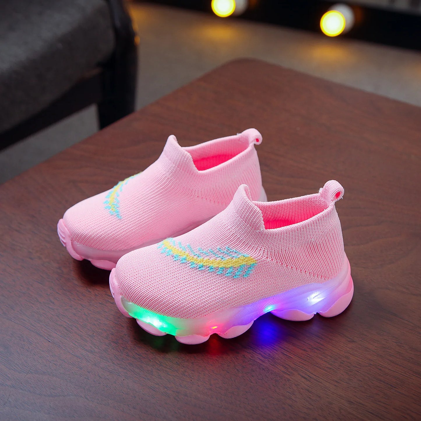 zapatos Winter Girls Boys Shoes Sports LED Weave Baby Tenis Casual Breathable Kids Sneakers Socks Shoes Toddler Kids Shoes 2023 New