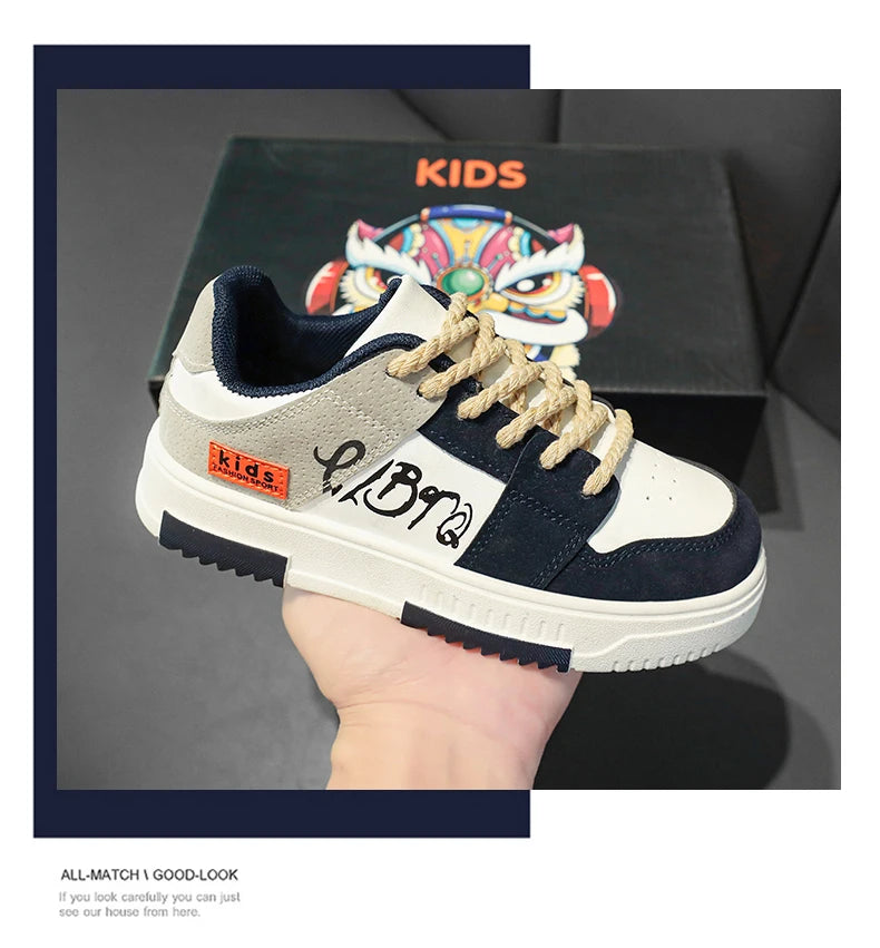 tenis Fashion Kids Leather Casual Shoes For Boys Sneakers Student Non-slip Waterproof Sport Tenis Kids New Children Board Shoes 30-38