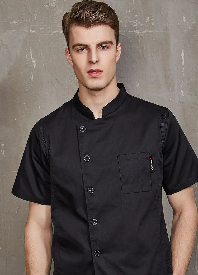 ropas de cocina ,chef Double Breasted Chef Coat Short Sleeves Restaurant Hotel Cook Uniform Kitchen Cooking Jacket Cafe Bakery Work Shirt Breathable