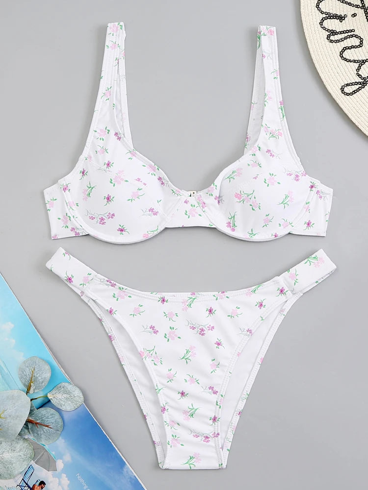 ropa de verano  Sexy Floral Print Push Up Bikini High Waist Swimsuit Swimwear Women Bathing Suits Summer Beach Wear Swim Lady Bathers