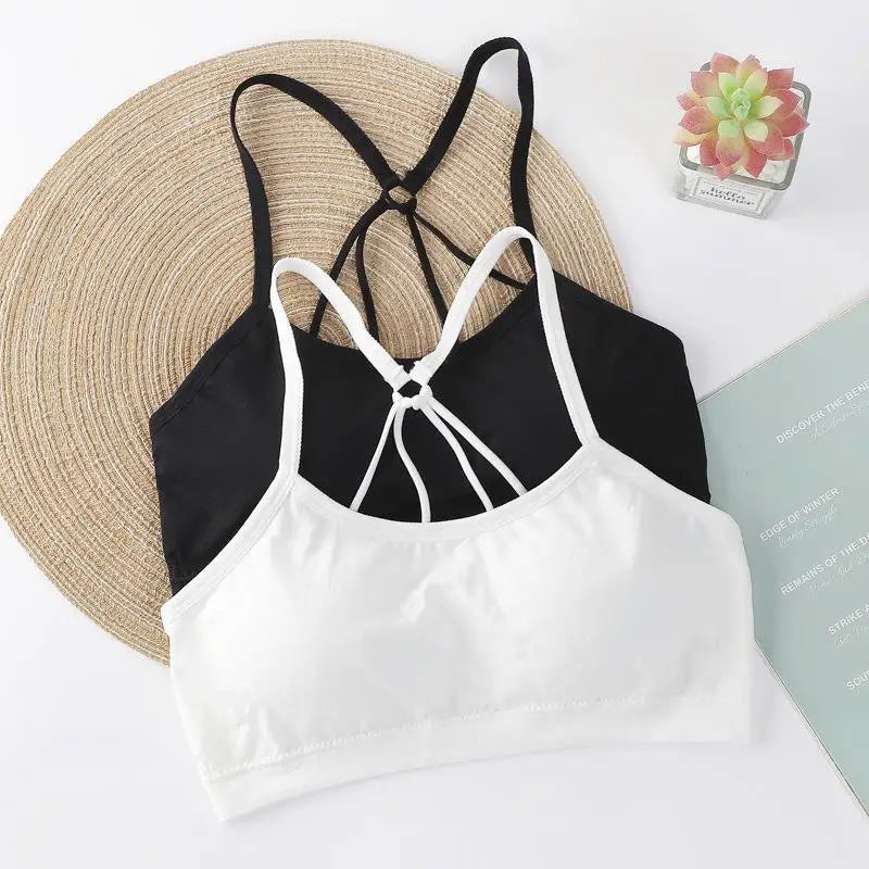 Letter strap back underwear women without underwire integrated with chest cushion back heart strap women wrap chest fitness yoga