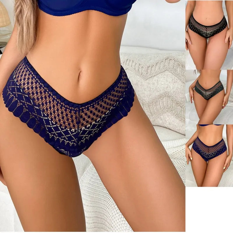 pantaletas Sexy Women Panties Lace Transparent Thong Female Underwear Cotton Bow Briefs Mid-waist Breathable Panty Intimate Lingerie Soft