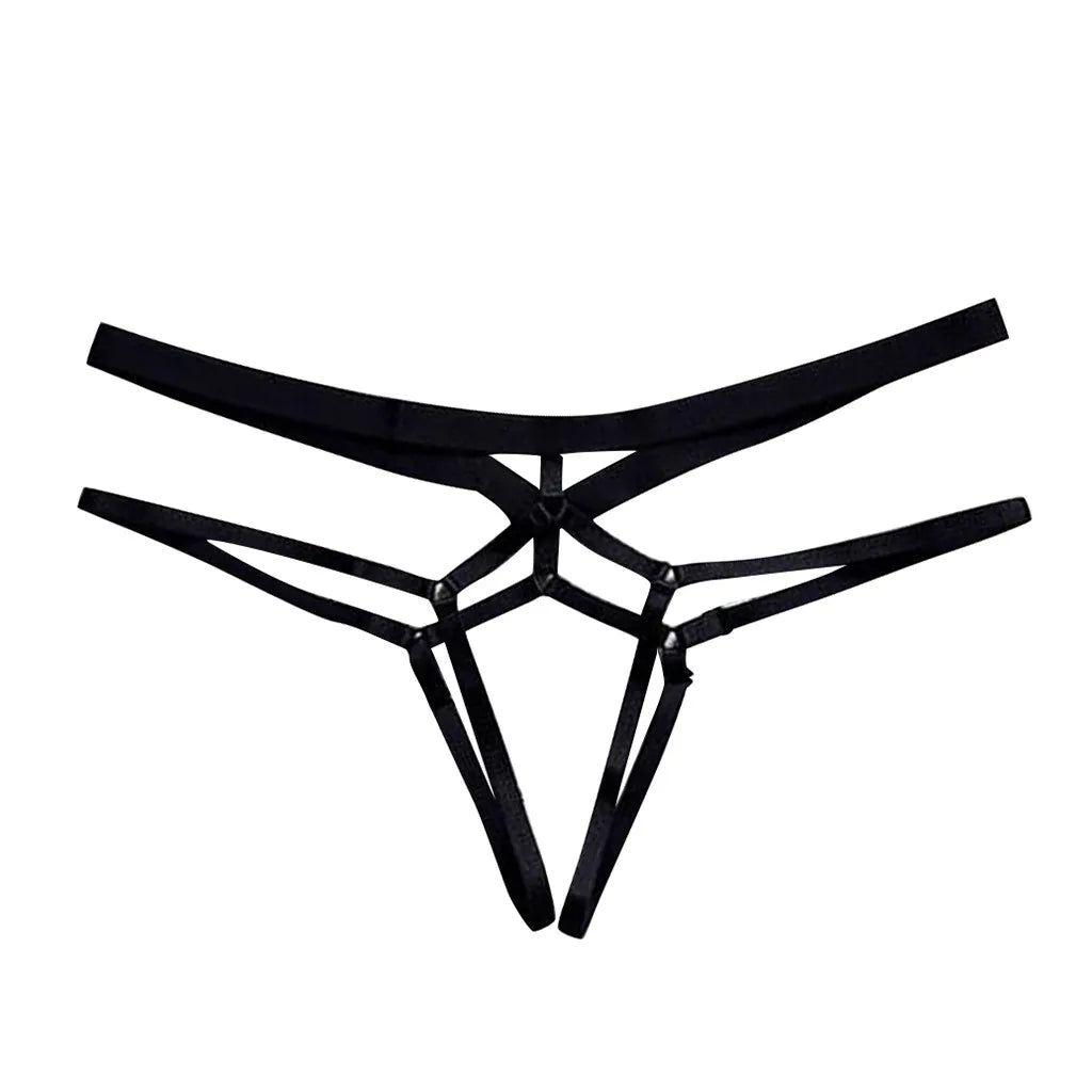 Sexy Open Crotch Panties Erotic Lingerie Women Hollow Bandage Briefs Crotchless Female Thong For Sex Transparent Underwear Porno