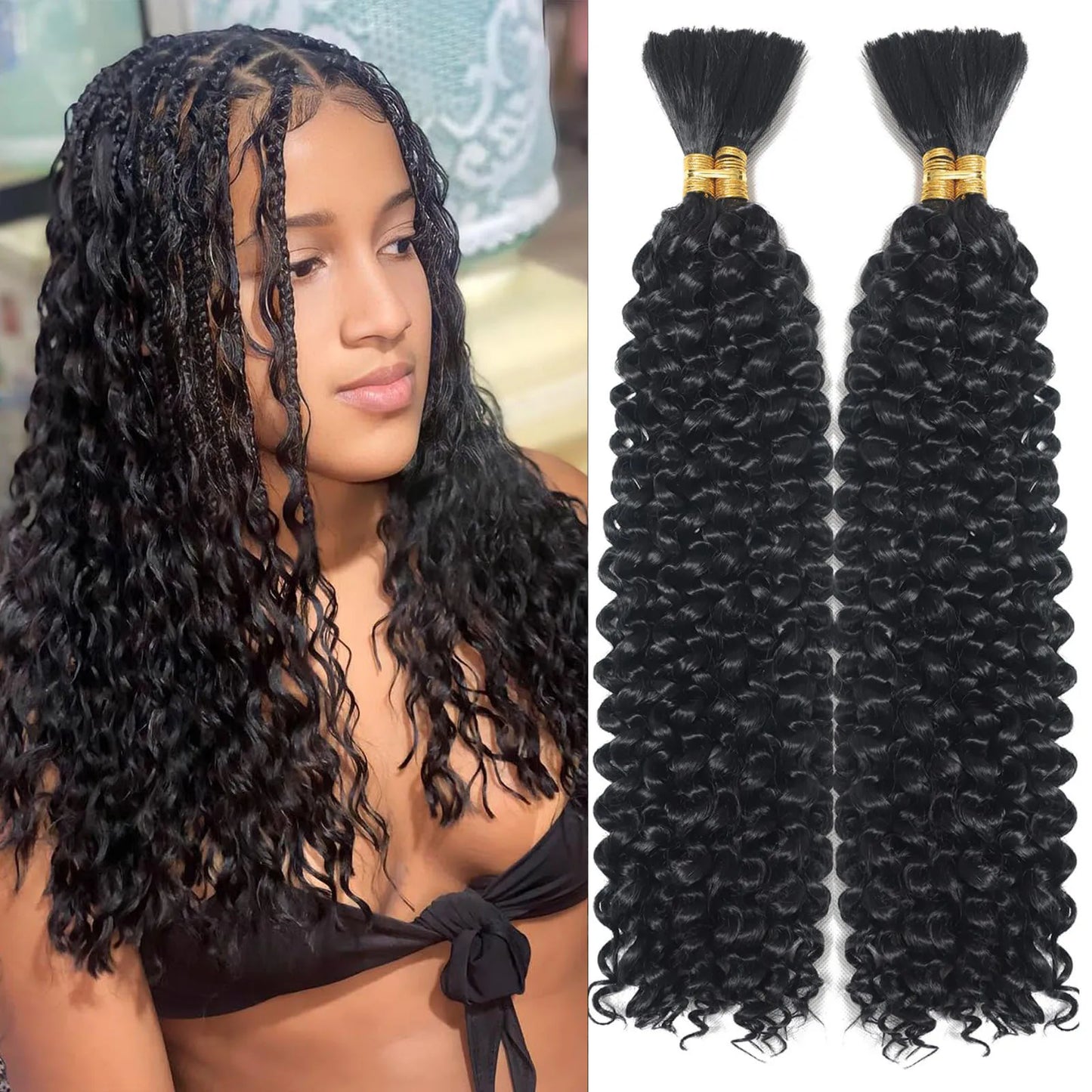 pelucas girl 28inches Boho Braids Bulk Hair Human Hair for Boho Braiding Human Hair Extensions for Box 100g with 2 Bundles Natural Color