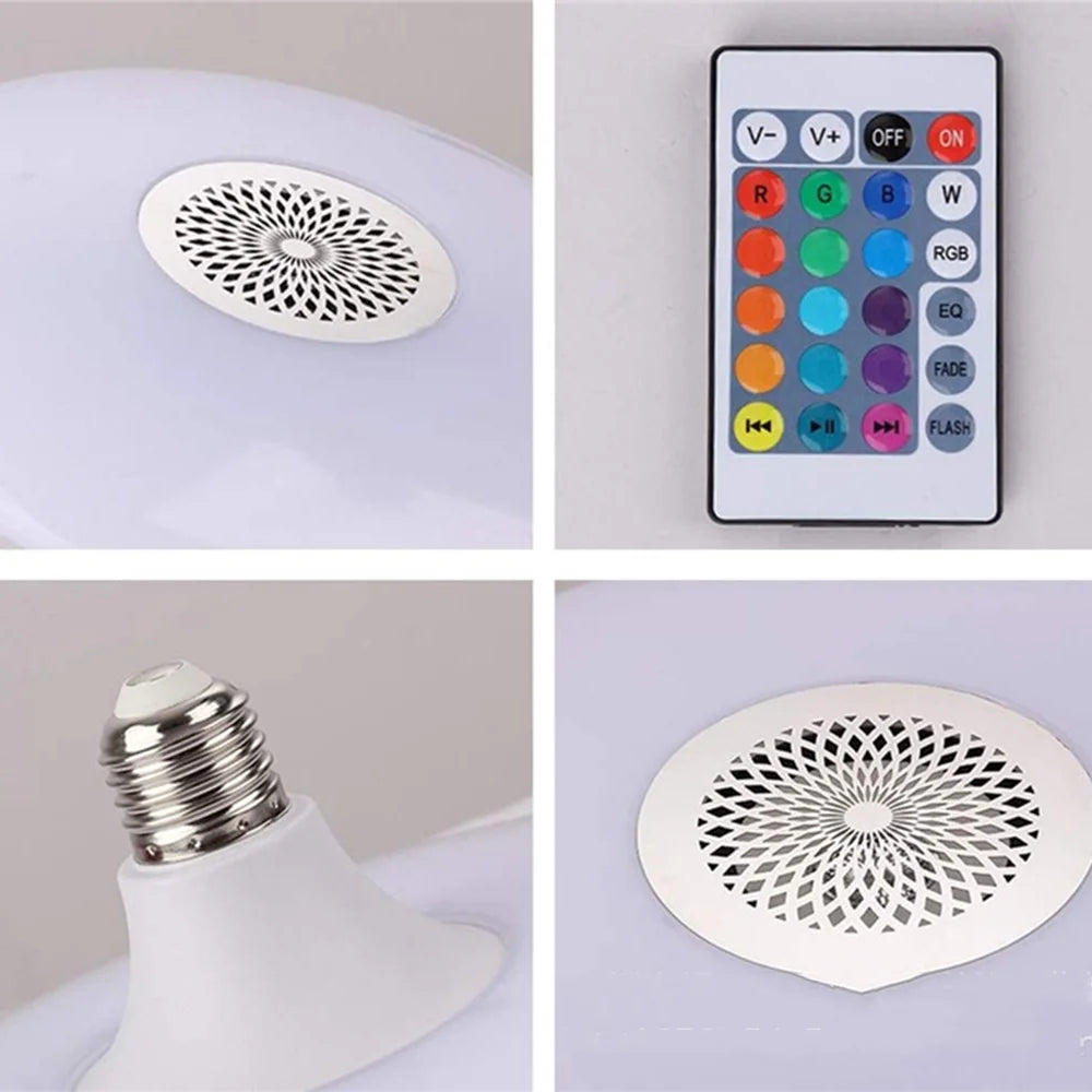 ampolleta con parlante 30W LED Dimmable Music Ceiling Lamp Home Lighting Remote APP Control Bluetooth Speaker for Home Bluetooth Speaker Ceiling Light