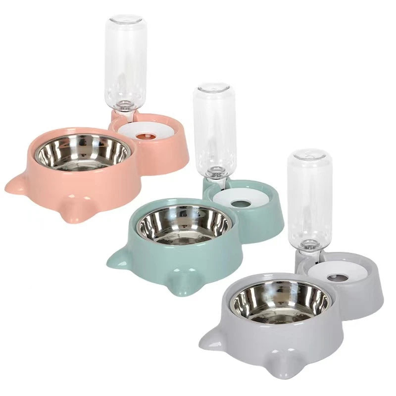 New 2-in-1 Cat Bowl Water Dispenser Automatic Water Storage Pet Dog Cat Food Bowl Food Container with Waterer Pet Waterer Feeder