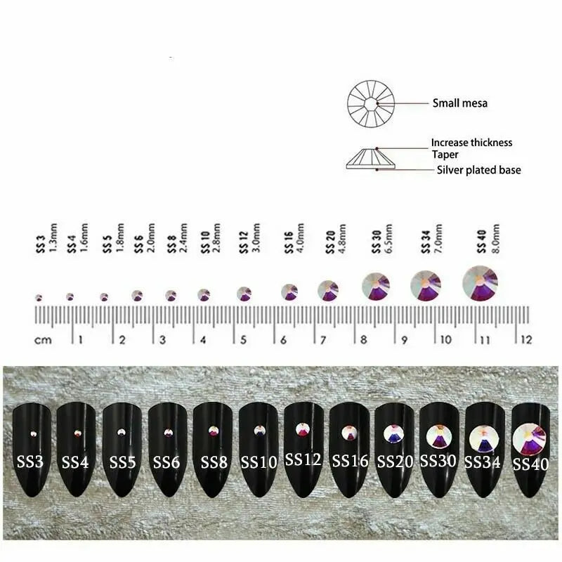 Wholesale Crystal AB Glitter Non Hotfix Rhinestones Nails Crystals U?as Diamond Cтразы Nail Accessories for Nail Art Nail Charms