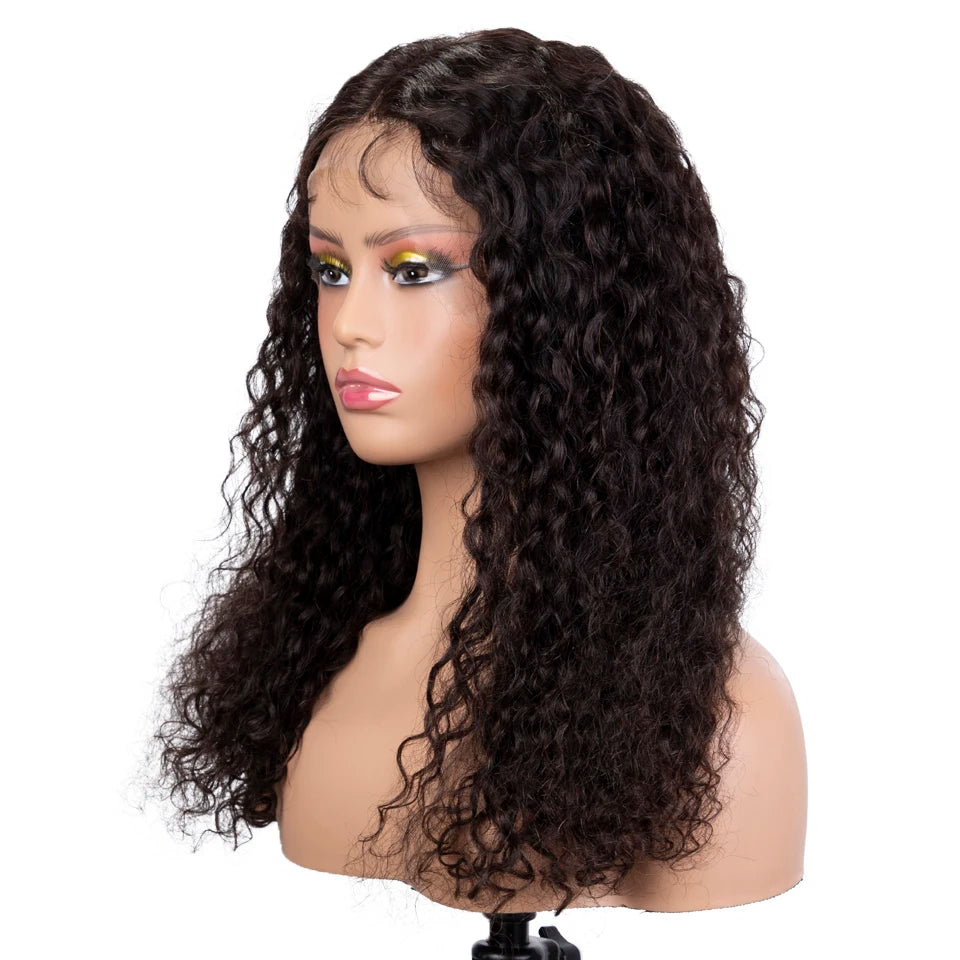 Sleek Curly Human Hair Wig For Women Deep Wave Lace Brazilian Hair Wigs 13x6x1 Transparent Curly Bob Wig 16 Inch Natural Wigs