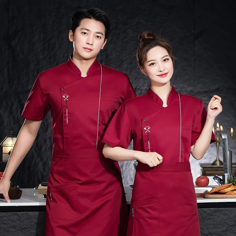 ropas de cocina ,chef Men's Chef's Jacket Women Cook Clothing Food Service Uniform Cafeteria Chef Uniform Kitchen Cooking Clothes Restaurant Overalls