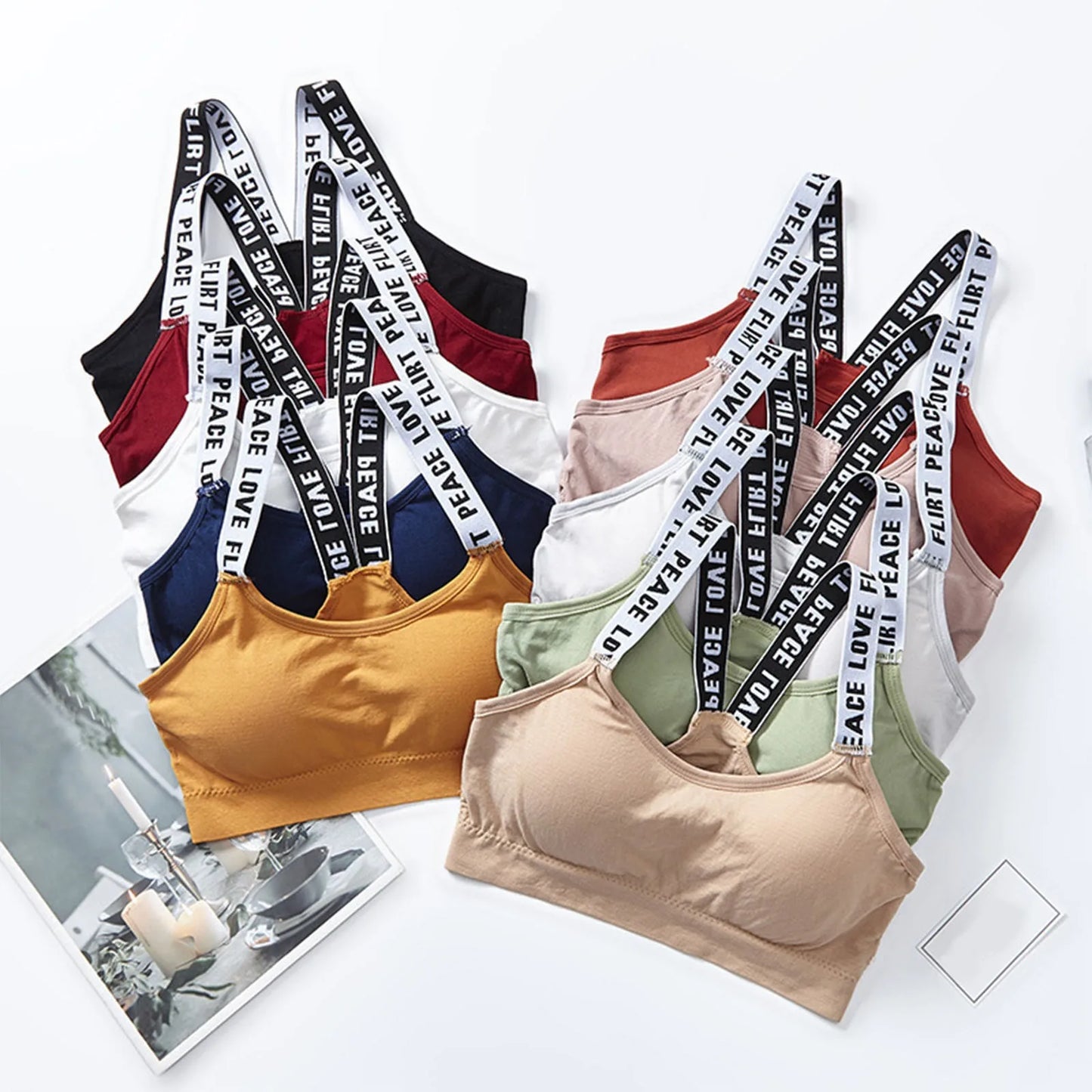 Women Seamless Sports Bra Letter Print Strap Tops Fitness Sportswear Vest Push Up Bra Sutian Feminino Brasieres Para Mujer