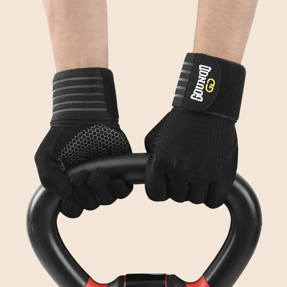 Luvas de ginástica com dedos inteiros, luvas de levantamento de peso com suporte para pulso para exercícios pesados, treinamento fitness, musculação