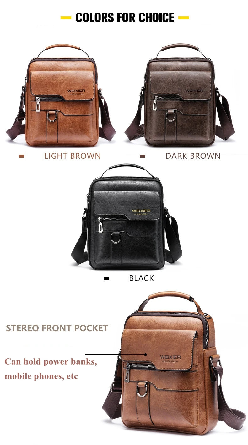 Crossbody Bag For Men's Shoulder Bags Retro Vertical Portable Business Male Bags Casual Leather Shoulder Bag