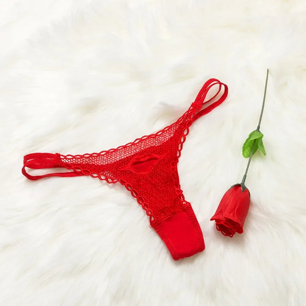 New lady Sexy G String Women's Panties Red  Thongs Ladies Roses Lace Lingerie Women's Underwear