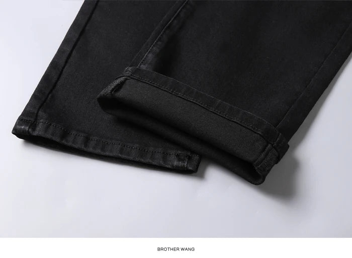 2022 New Men's Stretch Regular Fit Jeans Business Casual Classic Style Fashion Denim Trousers Male Black Blue Gray Pants