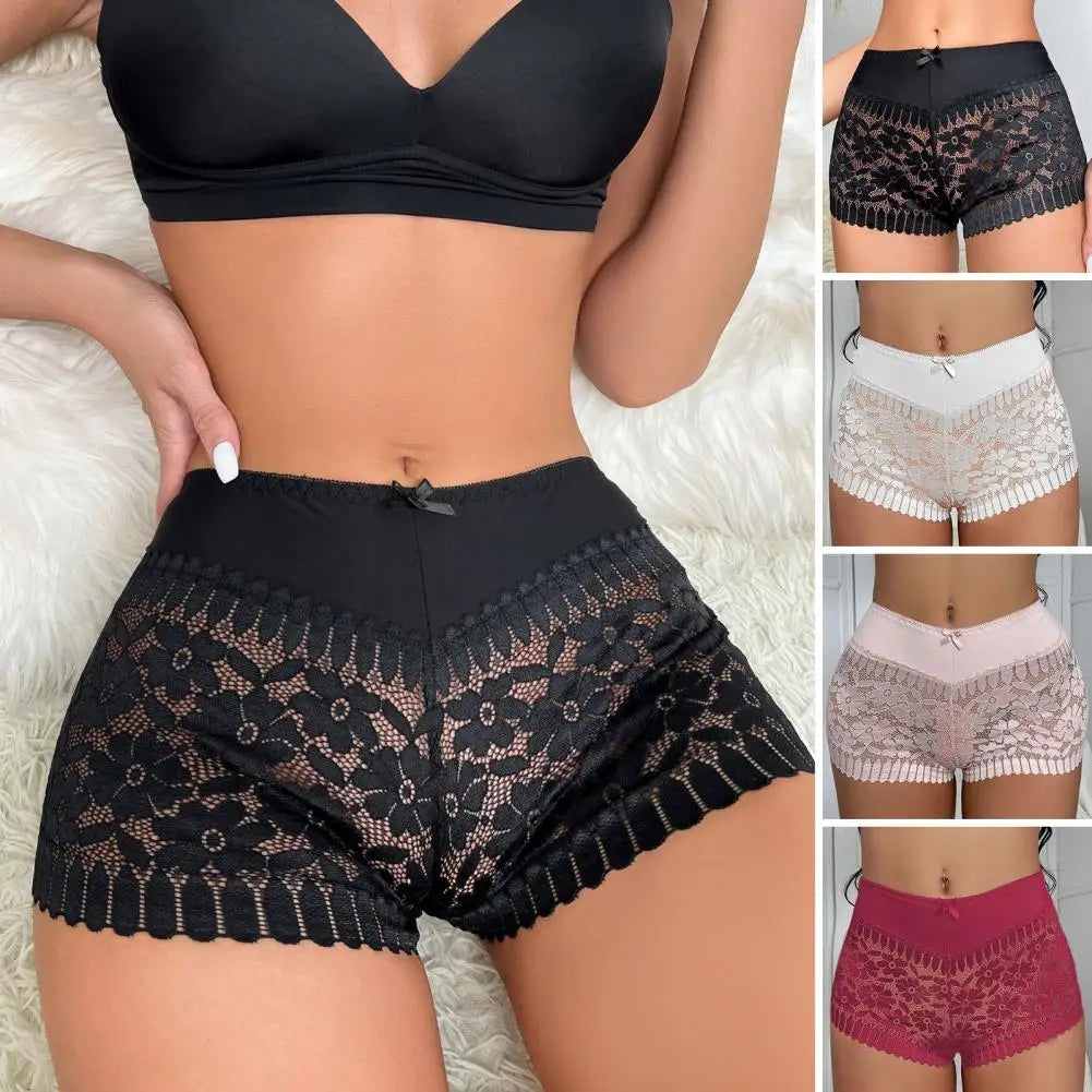 pantaletas Women Underpants Hollow Out Lace Flower Embroidery Women Panties Mid Waist Thin See-through Lady Panties Briefs