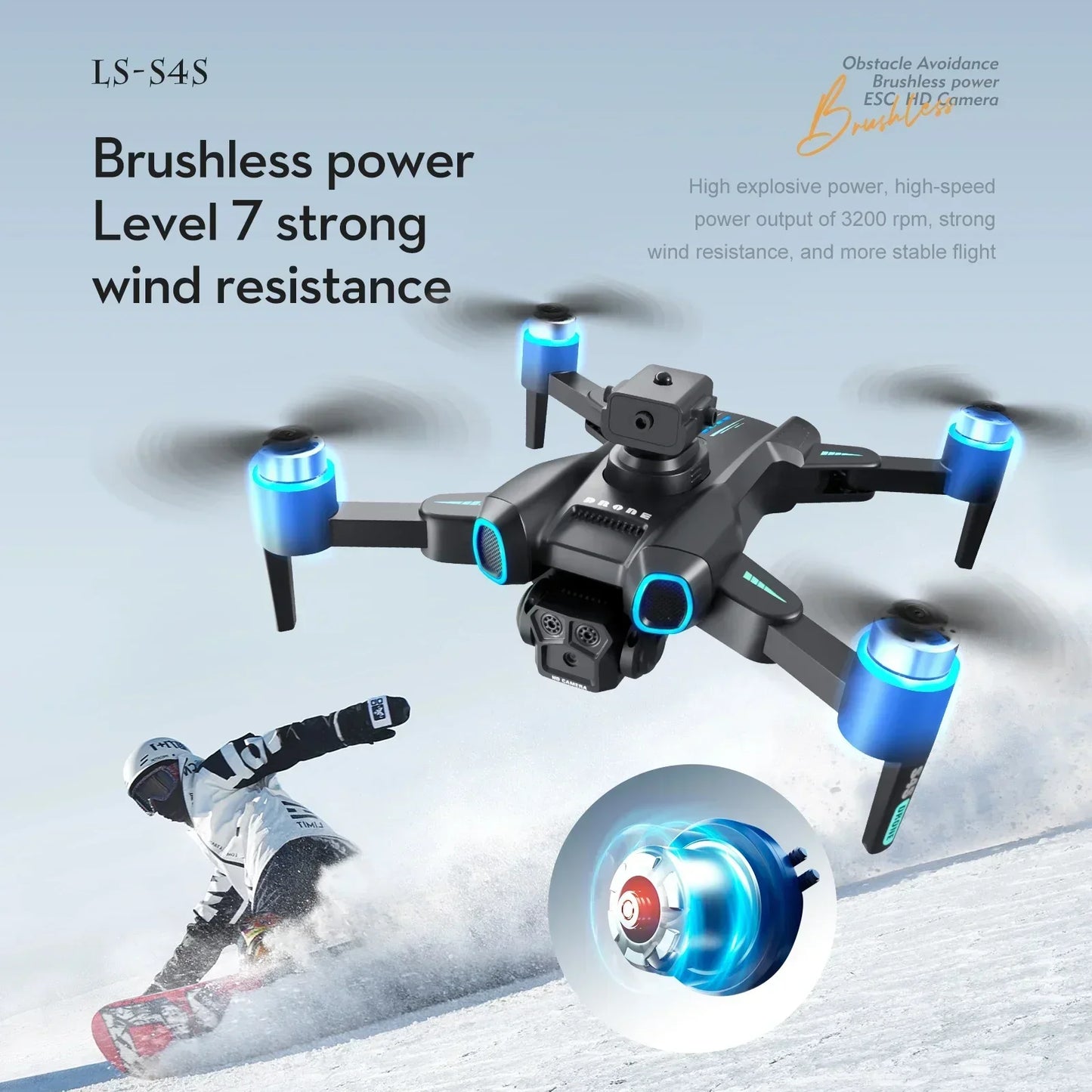 drones LS-S4S RC Drone 5G WiFi FPV Brushless Motor GPS Return 360° Laser Obstacle Avoidance 4K HD Dual Camera RC Quadcopter Drone Toys