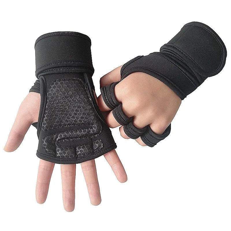 Weight Lifting Training Body Building Gloves Women Men Black Gym Hand Palm Wrist Protector Gloves Outdoor Sports Cycling Gloves