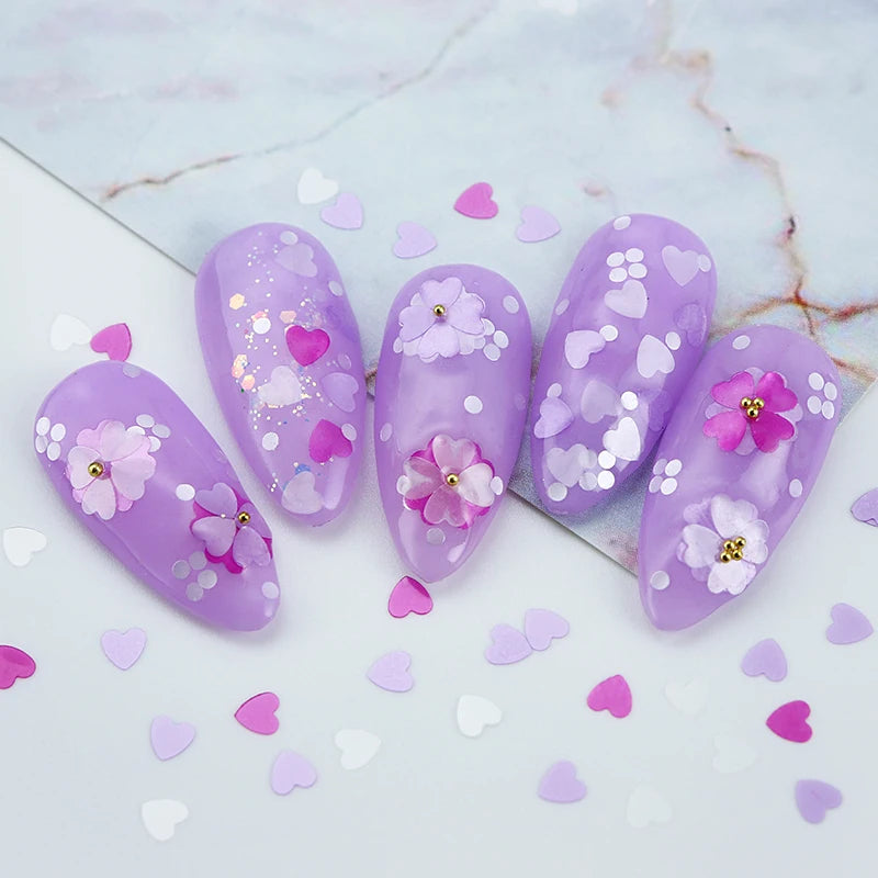 uñas Pearlescent Love Heart Nails Accessories Romantic Hearts Shaped Sequins Valentines Nail Art Glitter Flakes Decoración Para Uñas