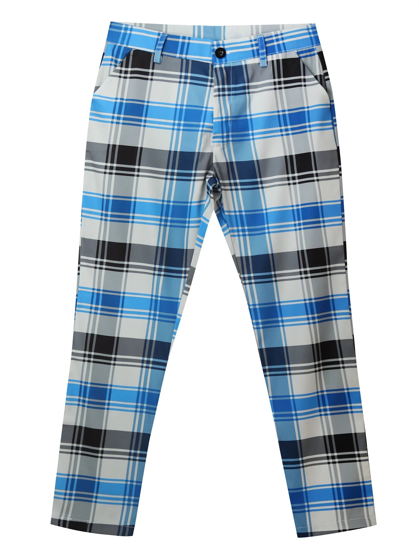 mens fashion plaid pants casual vintage style slightly stretch dress pants