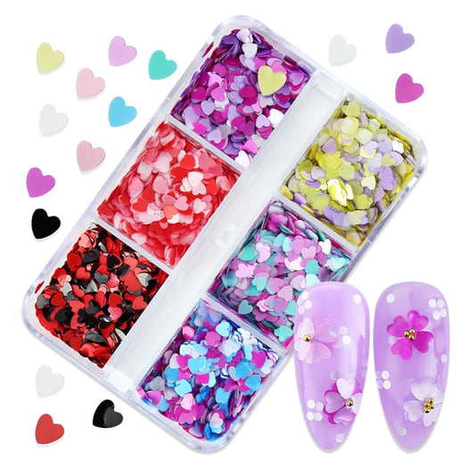 uñas Pearlescent Love Heart Nails Accessories Romantic Hearts Shaped Sequins Valentines Nail Art Glitter Flakes Decoración Para Uñas