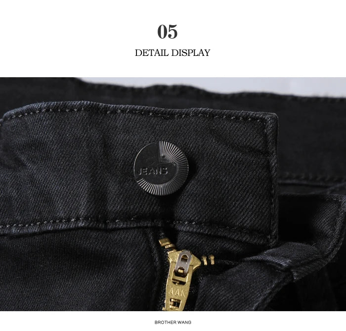 2022 New Men's Stretch Regular Fit Jeans Business Casual Classic Style Fashion Denim Trousers Male Black Blue Gray Pants