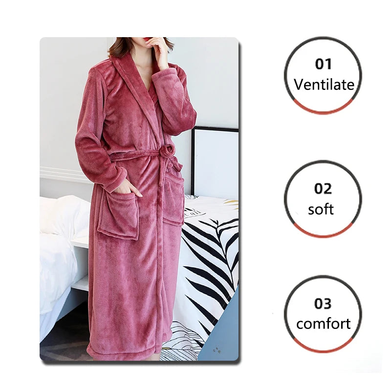 Bata para dormir Thickened Warm Flannel Robe Large Size Autumn Winter Couple Pajamas Coral Velvet Ladies Bathrobe Homewear Padded Men Sleepwear