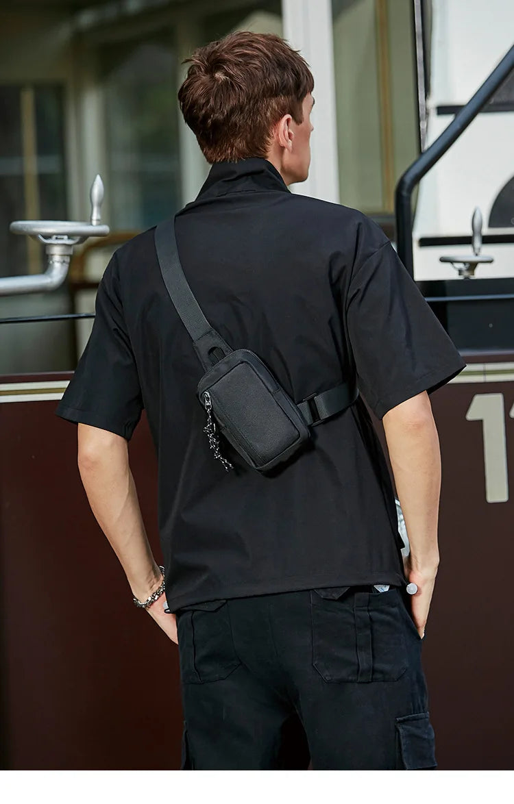 Men Sling Bag Mini Crossbody Bag Fashion Phone Purse Breast Shoulder Bags Boy Canvas Messenger Bags Male Small Mobile Pouch 가슴가방