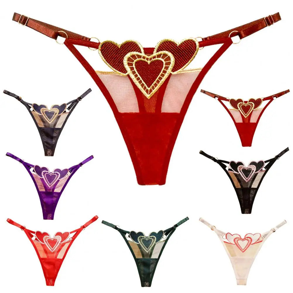 Women Panties Heart Pattern Breathable Embroidery No Constraint Seductive Soft Low Waist Panties Women Underpants For Inner Wear