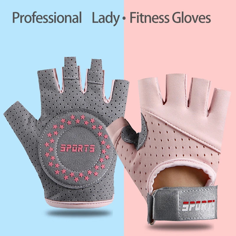 guantes gym Fitness Gloves Female Yoga Sports Spinning Apparatus Lady Training Anti-Slip Breathable Thin Half Finger Barbell Cycling Gloves