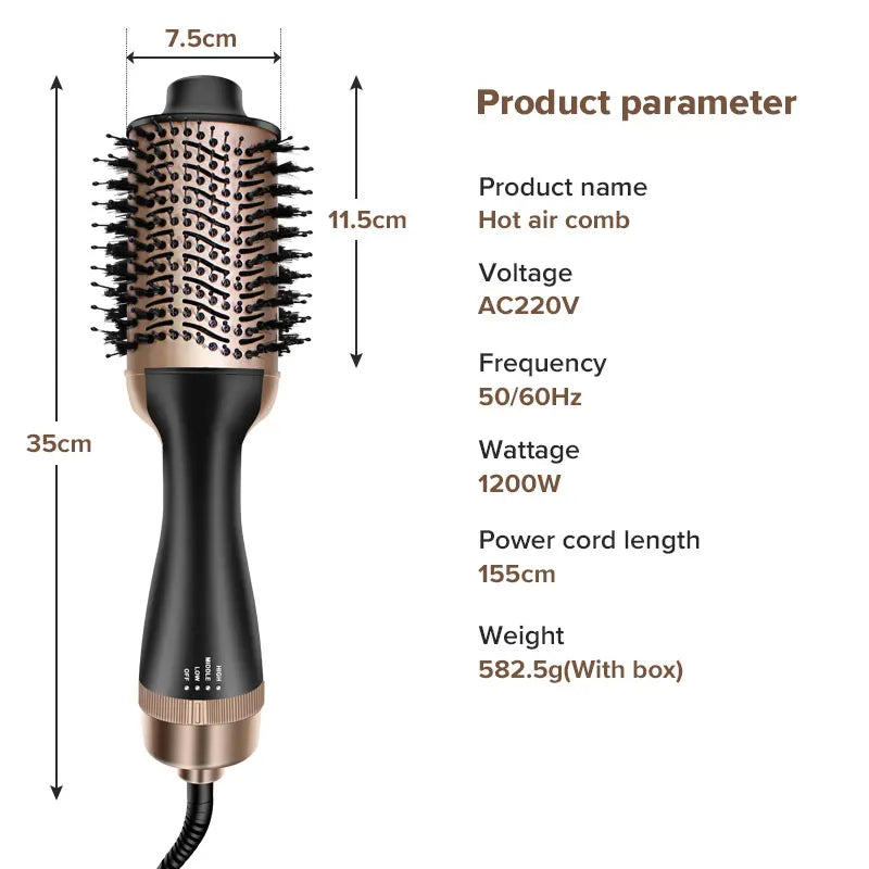 sechoir 1200W Hair Dryer Hot Air Brush Styler and Volumizer Hair Straightener Curler Comb Roller One Step Electric Ion Blow Dryer Brush