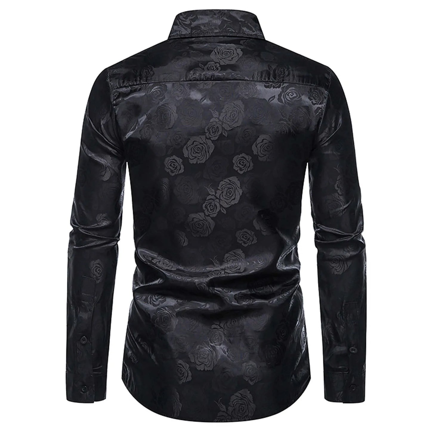 Spring And Autumn Men's Long-sleeved Casual Rose Printing Shirt Tops Turndown Collar Slim Fit Fashion Men's Shirts Blouse