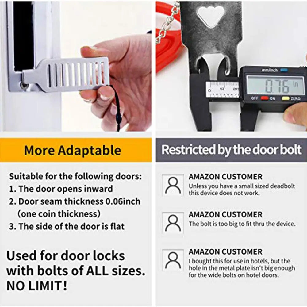 Portable Door Lock Punch-free Security Door Locker Safety Latch Metal Lock Home Room Hotel Travel Anti Theft Door Stopper Tool