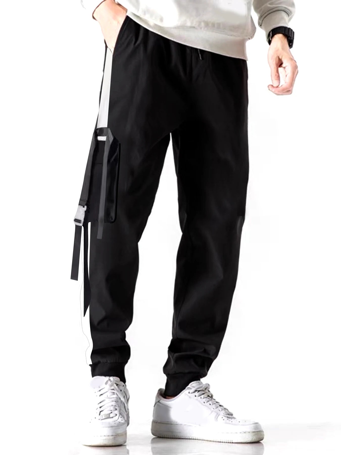 Men's Retro High Streetwear Cargo Pants Men Loose Straight Casual Sweatpants Joggers