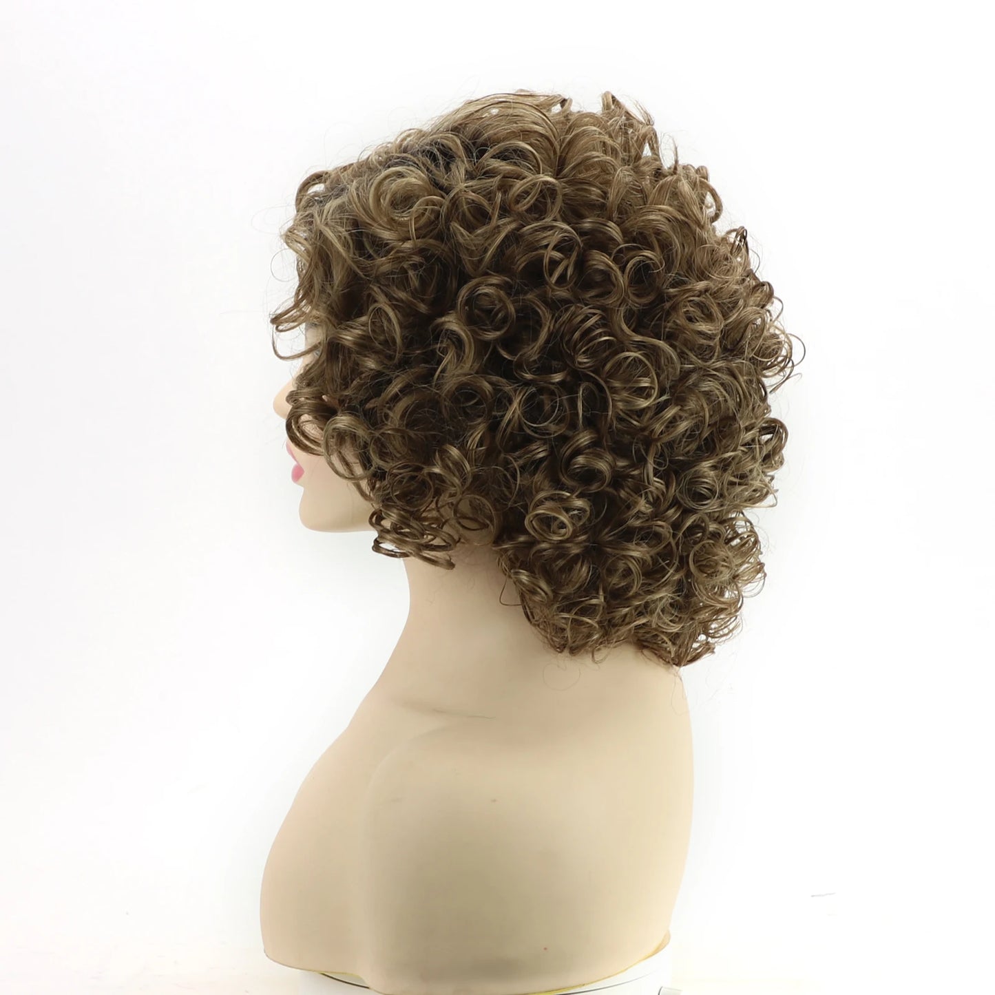 Brown Short Curly Synthetic Bob Wigs for Women Afro Kinky Curly Hair Fancy Dress Party Wig Pelucas