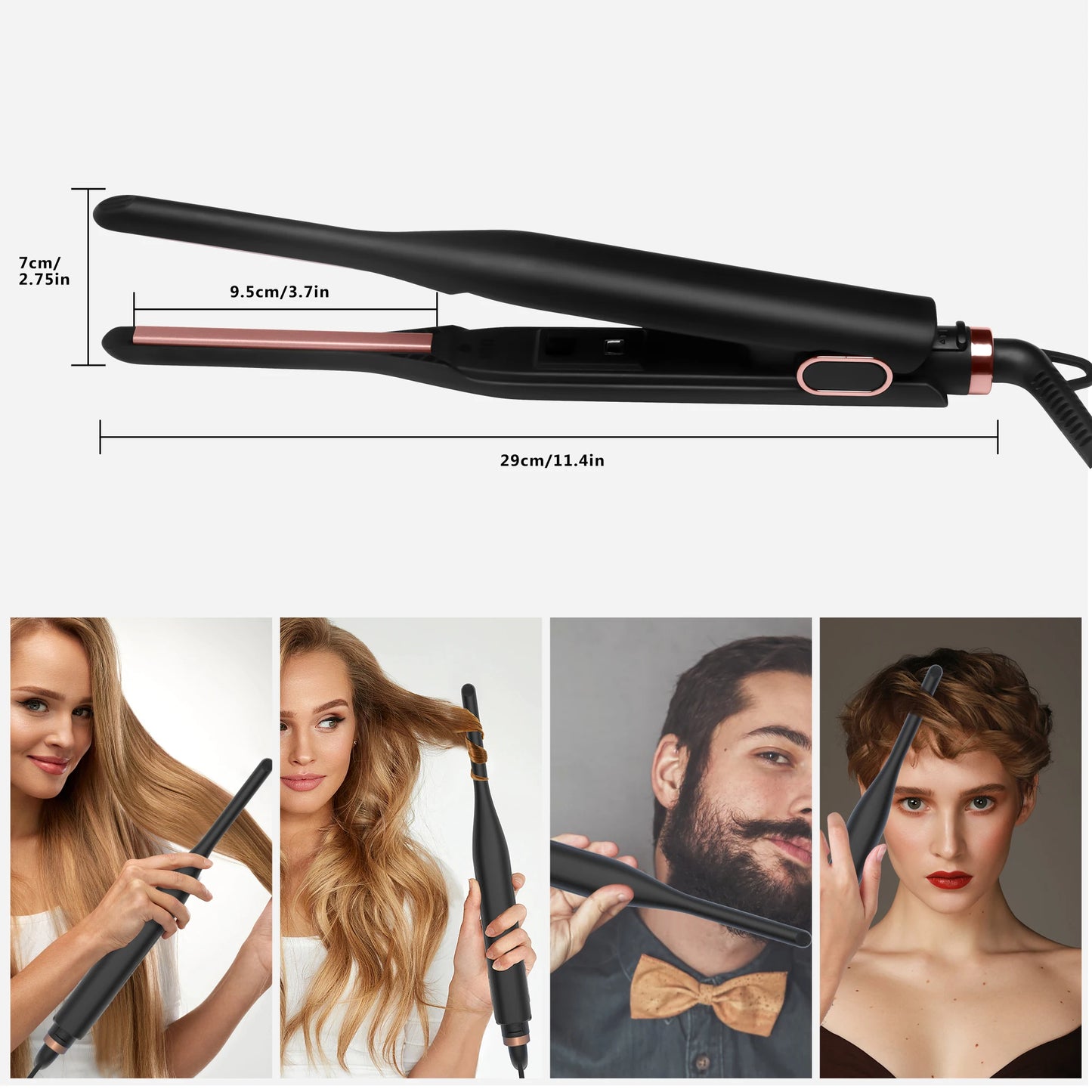 Alisadora Small Flat Iron for Short Hair Pencil Flat Iron Mini Hair Straightener Ceramic Beard Straightener Tiny Hair Straightening Iron