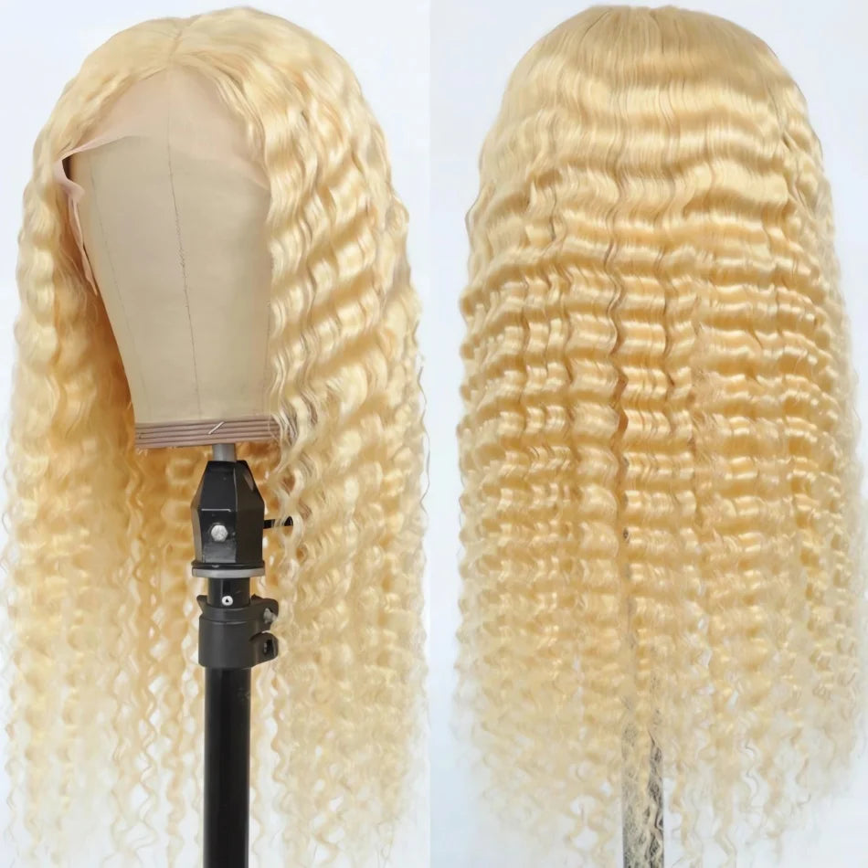 613 Hd Transparent lace human hair wig 13x6 Blonde Curly human hair 100% 13X4 Deep Wave 40 inch Brazilian choice for women