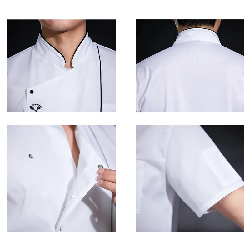 ropas de cocina ,chef Men's Chef's Jacket Women Cook Clothing Food Service Uniform Cafeteria Chef Uniform Kitchen Cooking Clothes Restaurant Overalls