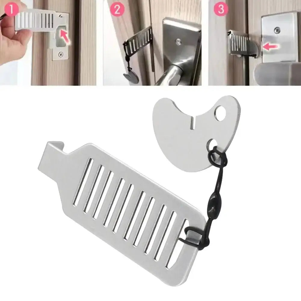 Portable Door Lock Punch-free Security Door Locker Safety Latch Metal Lock Home Room Hotel Travel Anti Theft Door Stopper Tool