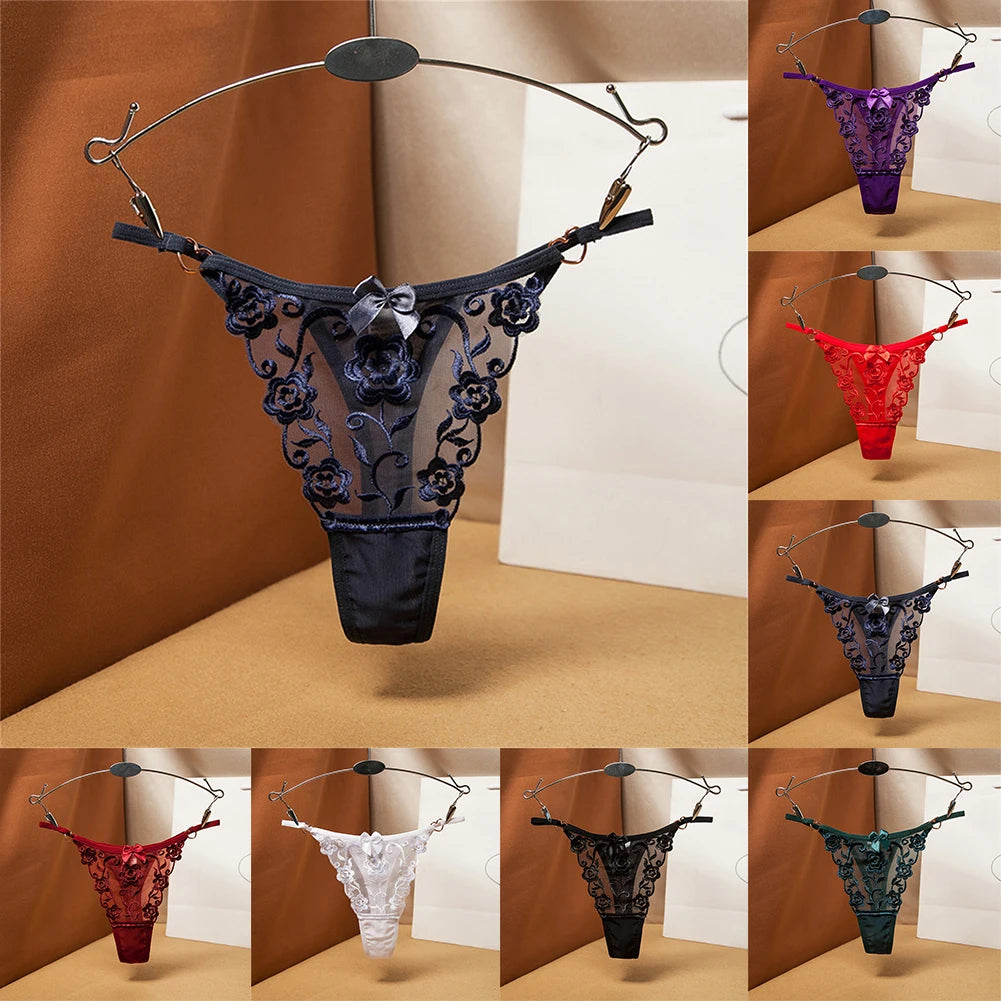 1pc Women's Sexy Briefs Shorts Lace Embroidery Mesh T-Back Thongs G-strings Female Panties Lingerie Underwear