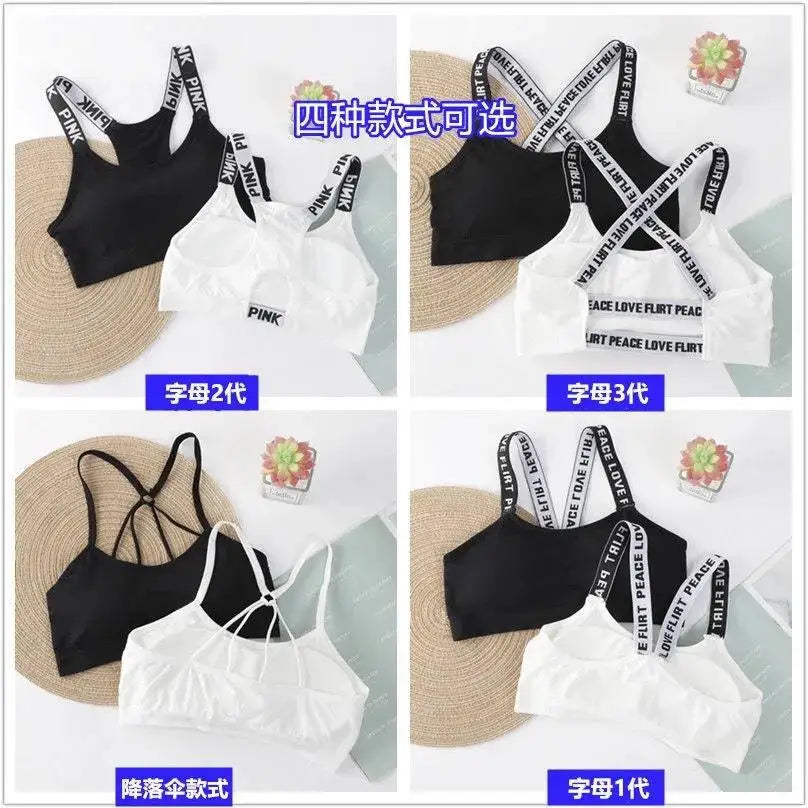 Women's Sports Bra Push Up Fitness Yoga Bra Sport Underwear Running Gym Fitness Tops Black White Letters Seamless Underwear