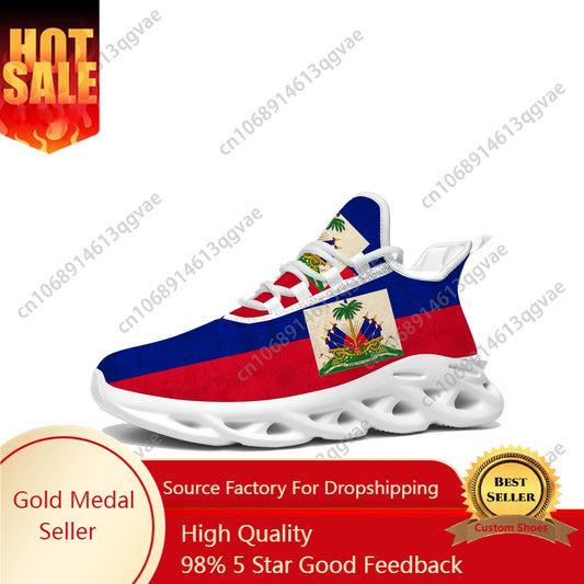 tenis flag Haiti Flag Flats Sneakers Mens Womens Haiti Pop Sports Running High Quality Sneaker Lace Up Mesh Footwear Tailor-made Shoe