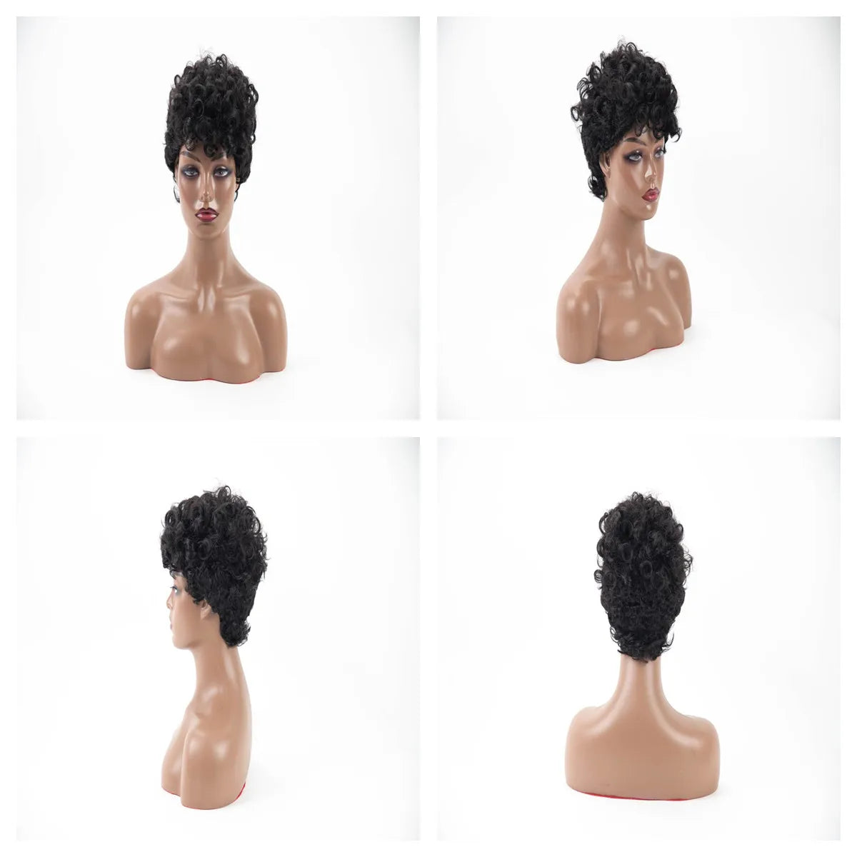 Fashion Short Kinky Curly Wig for Black Women Blonde To Black Synthetic Afro Curly Wig Natural As Real Hair Cosplay Party Peruca