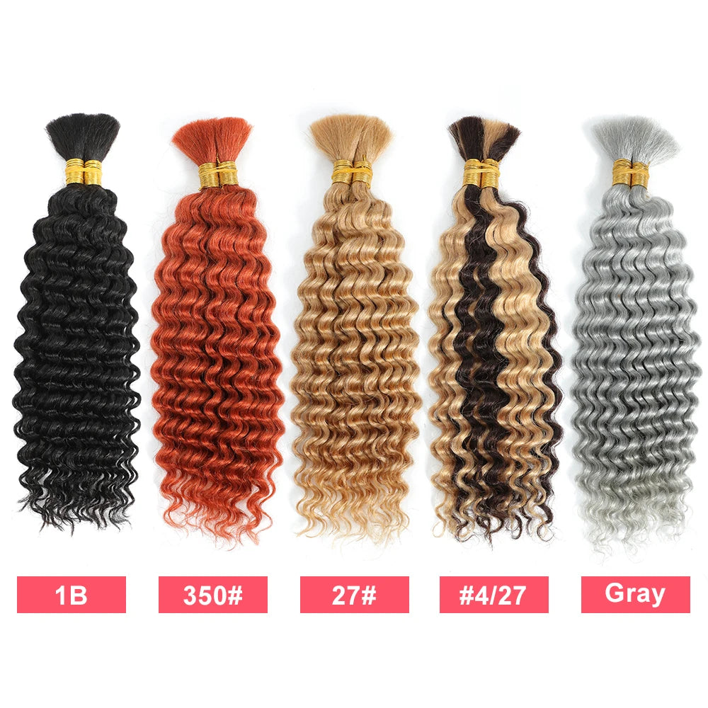 pelucas girl Human Braiding Hair 100g Deep Wave Human Hair Bulk for Braiding No Weft Curly Human Hair Extensions for Boho Braids