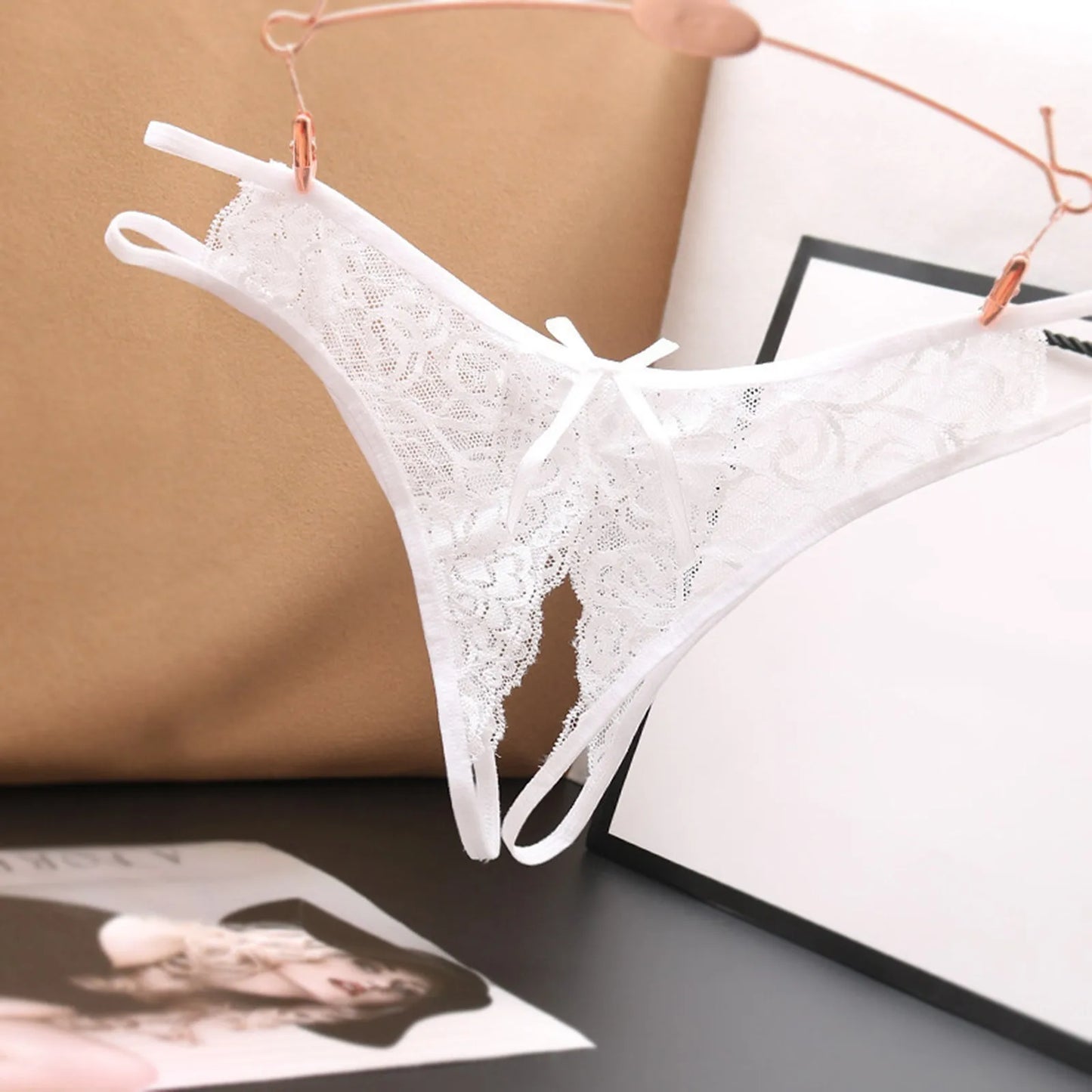 Transparent Women's Panties Female Lace Underwear Open Crotch Thongs Sexy Lingerie Erotic Panty Hot G-String Cute Bow