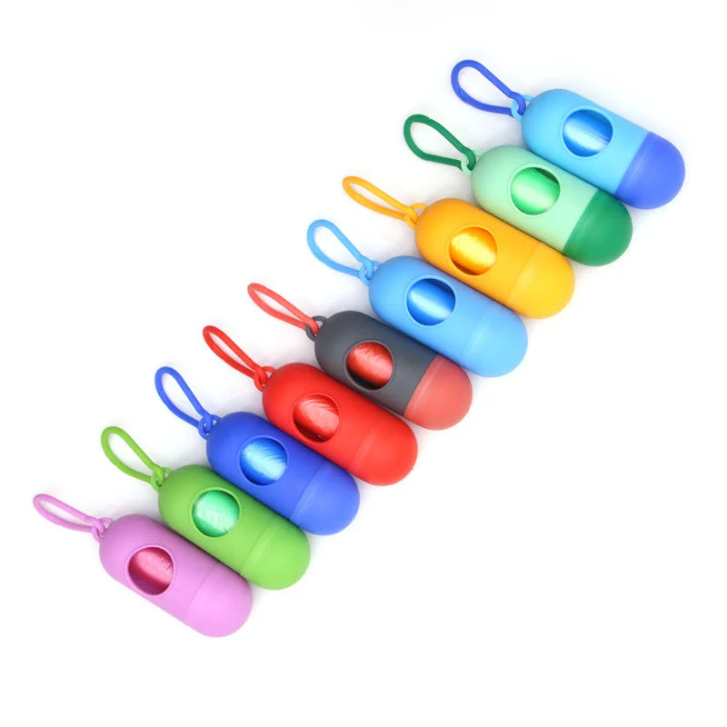 Dog Poop Bag Holder Portable Pet Waste Bag Dispenser Capsule Shape Dog Garbage Holder Dispensers Cleaning Supplies